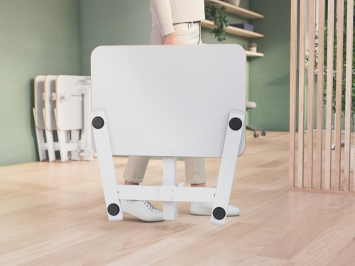 Birou ergonomic Leitz Ergo, pliabil, ajustabil pe inaltime, alb